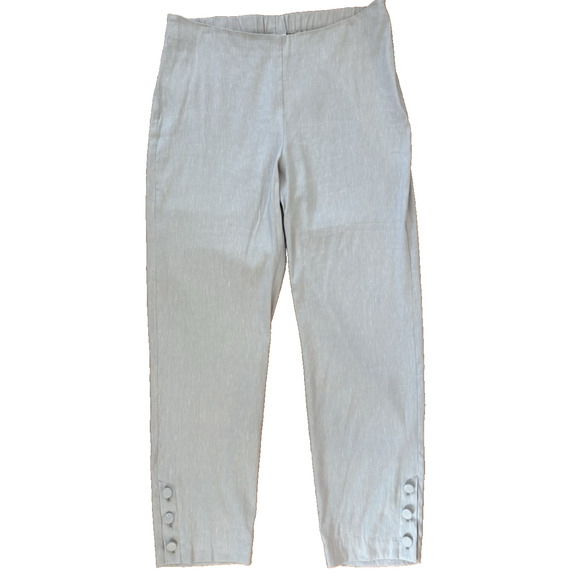 J JILL Stretch Trouser Crop Pants Linen Viscose L Tall Gray Career Minimalist - Picture 3 of 11